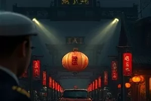 《雾港来信》雨夜街灯下的追车剧照